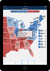 An iPad running Election Map.